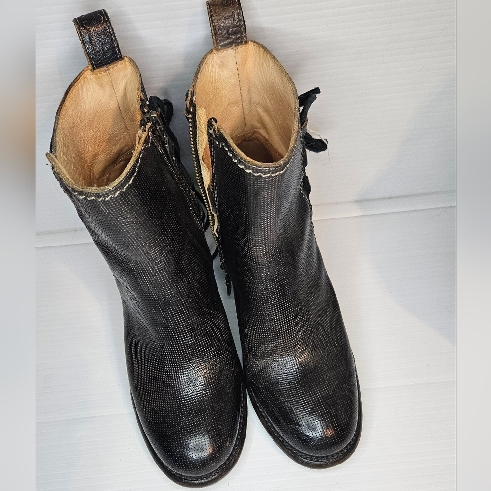 Bed Stu Blaire Graphito Rustic Leather Western Lace-Up Ankle Boots Size 7 - Picture 3 of 11